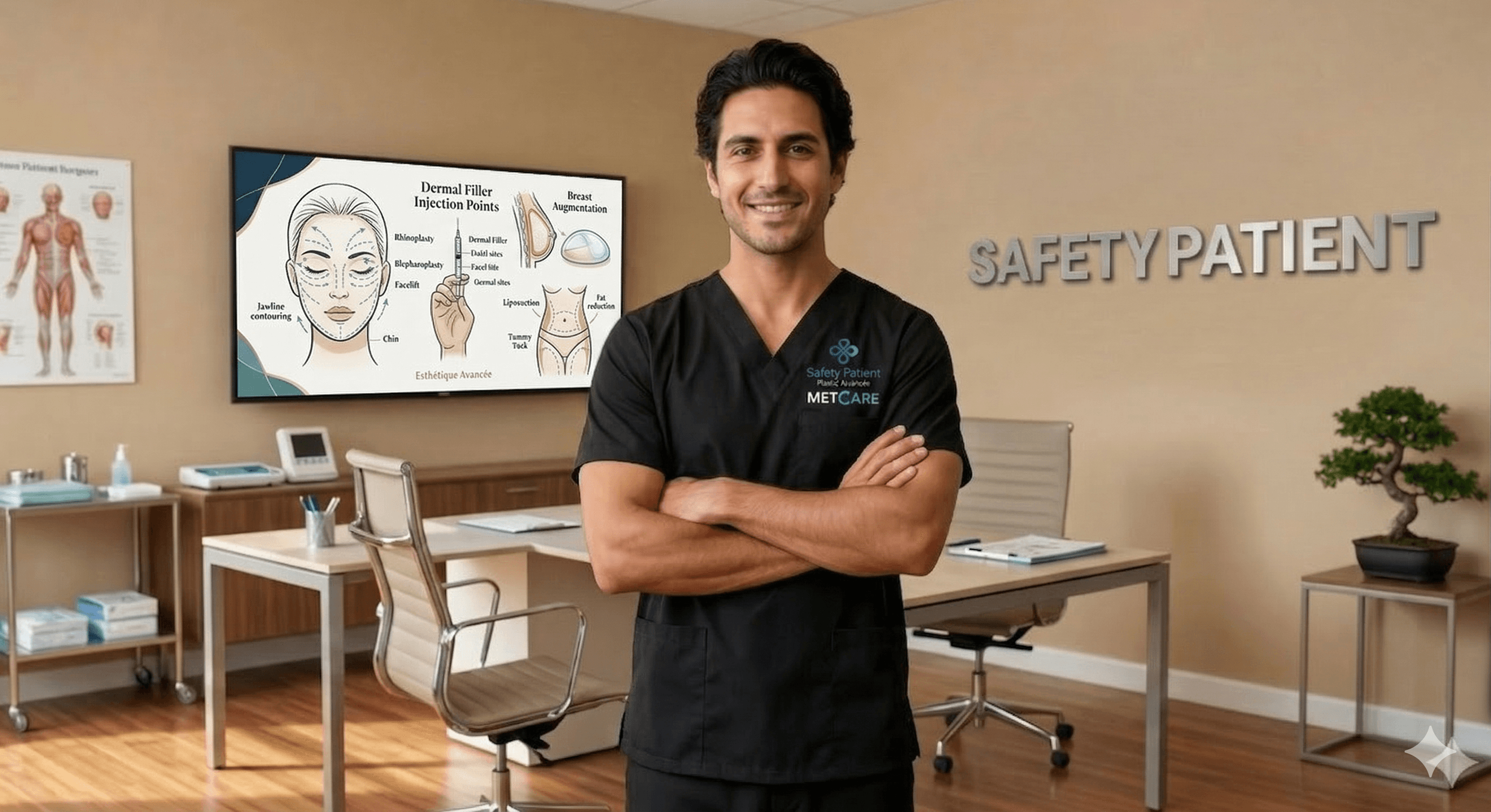 Chirurgien avec Label Safety Patient